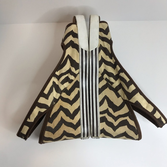 Coach Slingback Brown & Cream Zebra Print Sydney Wedges Sz 10 - Picture 10 of 13